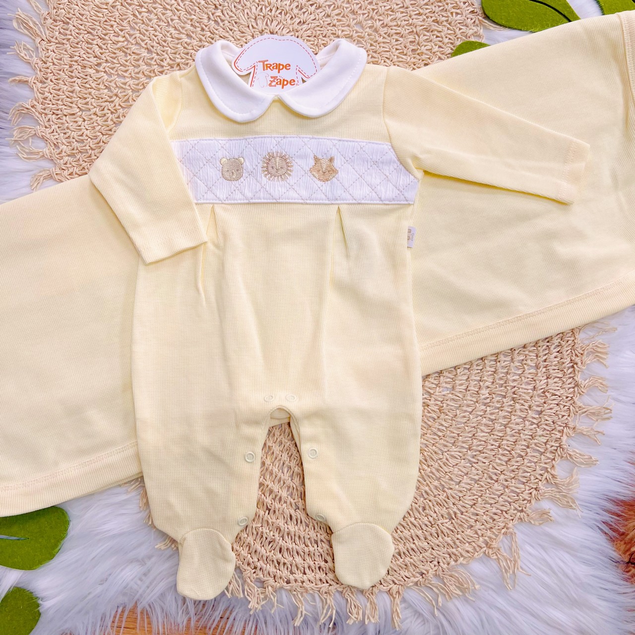Saída de Maternidade Tricotil (Tricot 100% Algodão) - Amarelo Safari